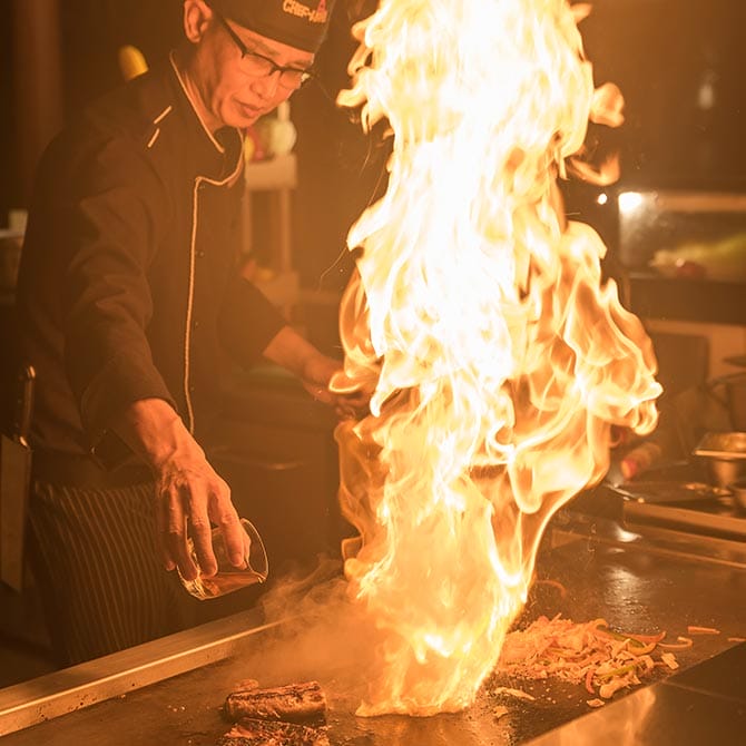 Live-action at Teppanyaki restaurant