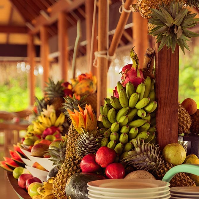 Thundi restaurant fresh fruits display